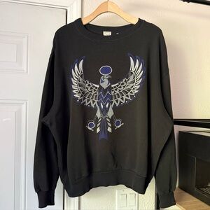 BOGNER vintage black crew soft bird thunderbird phoenix tribal pullover sweater‎